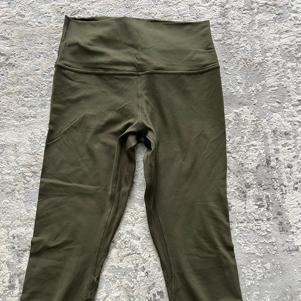 Like new lululemon size 8 align crop 21” dark olive